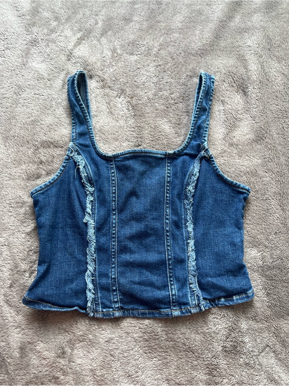 Lee Blue Denim Fringe Tank Top